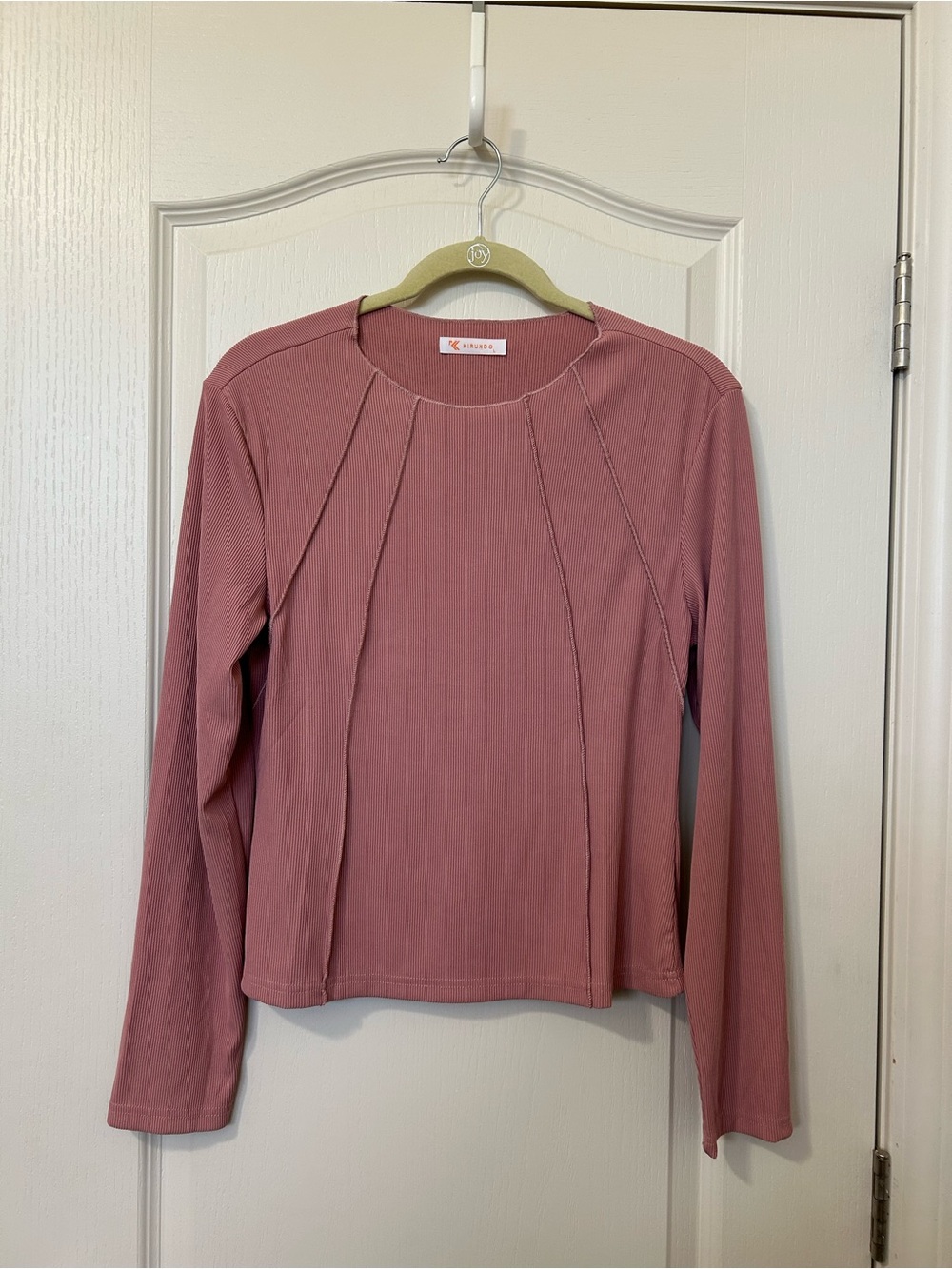 Caslon Dusty Rose Long Sleeve Panel Crewneck Top